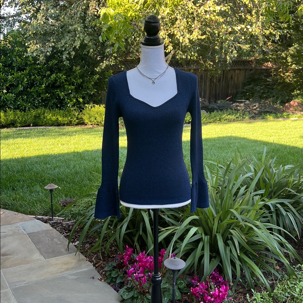 New Blue Bell Sleeve Sparkle Sweater